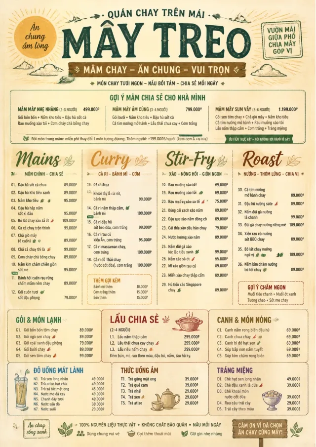 Family Style Feast vegetarian-menu menu template preview