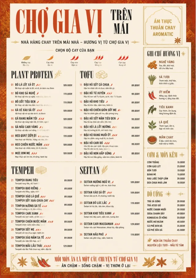 Spice Market Bold vegetarian-menu menu template preview