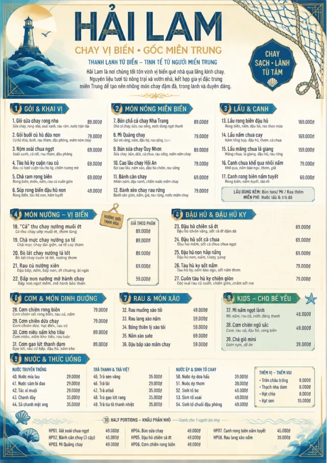 Coastal Regional vegetarian-menu menu template preview