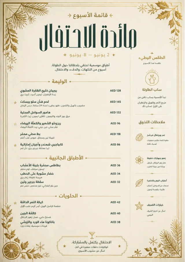Holiday Table Card weekly-menu menu template preview