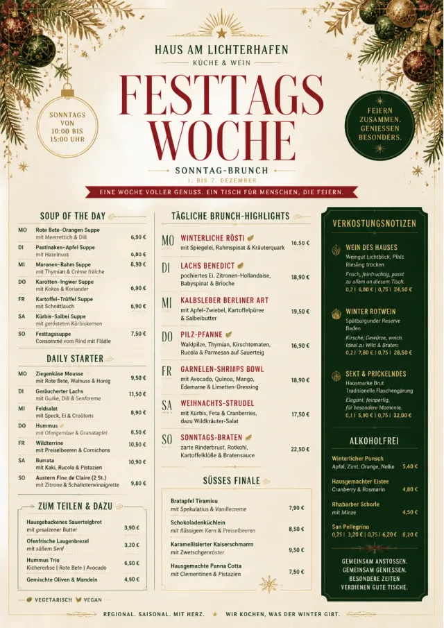 Holiday Festive weekly-menu menu template preview