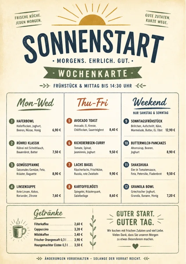 Weekly Board Clean weekly-menu menu template preview