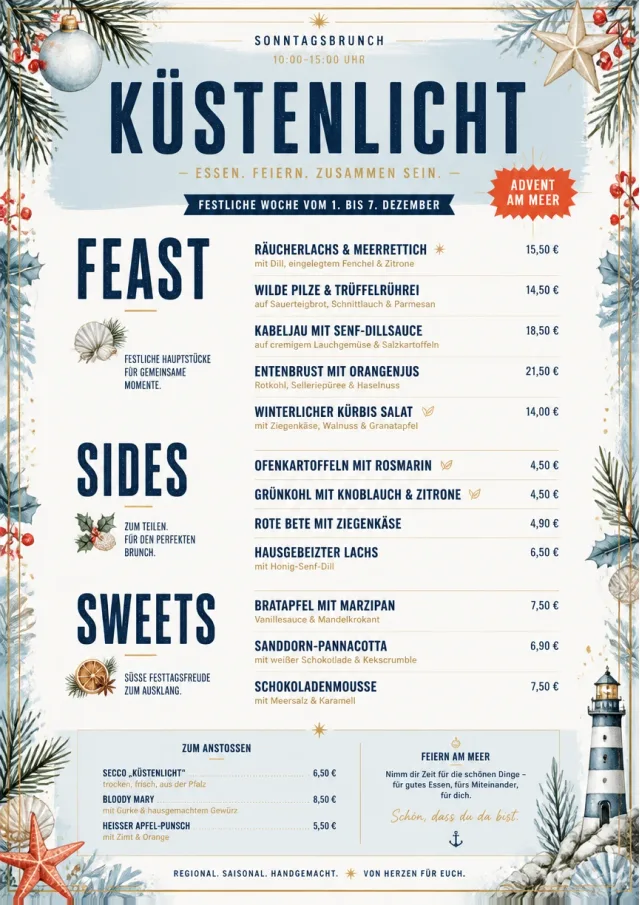 Holiday Table Card weekly-menu menu template preview