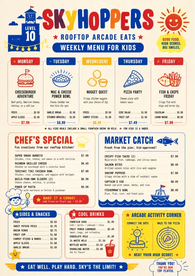 Kids Playful weekly-menu menu template preview