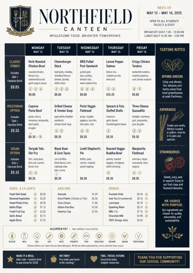 School Canteen weekly-menu menu template preview
