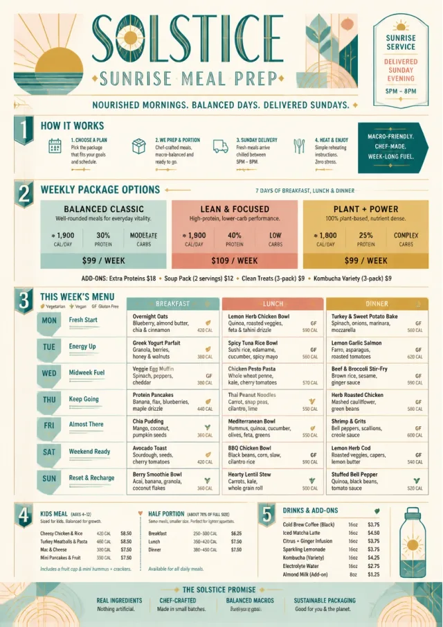 Meal Prep Box weekly-menu menu template preview