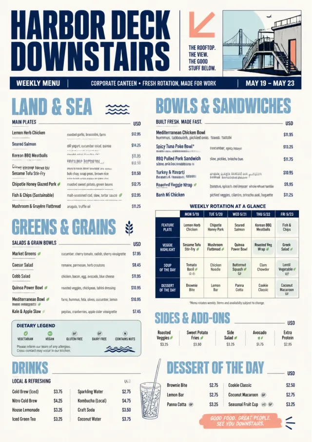 Corporate Canteen weekly-menu menu template preview