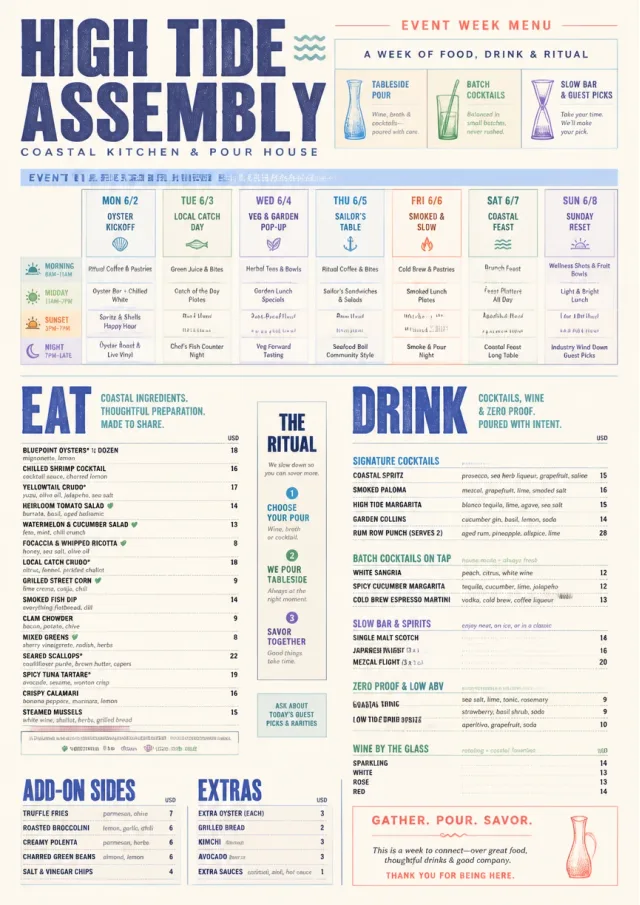 Event Week Schedule weekly-menu menu template preview