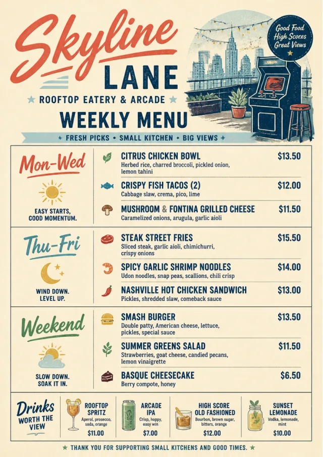 Weekly Board Clean weekly-menu menu template preview
