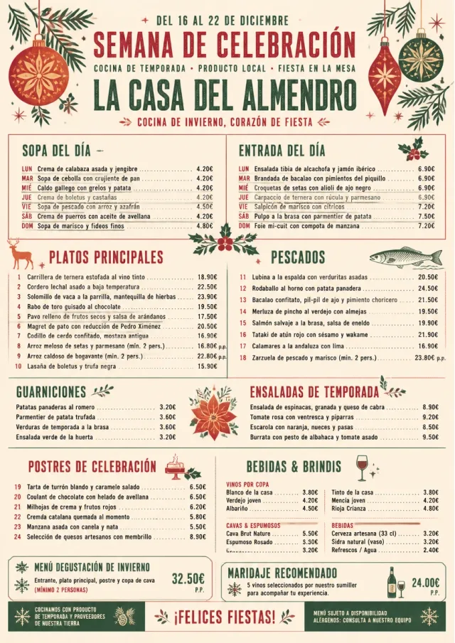 Holiday Festive weekly-menu menu template preview