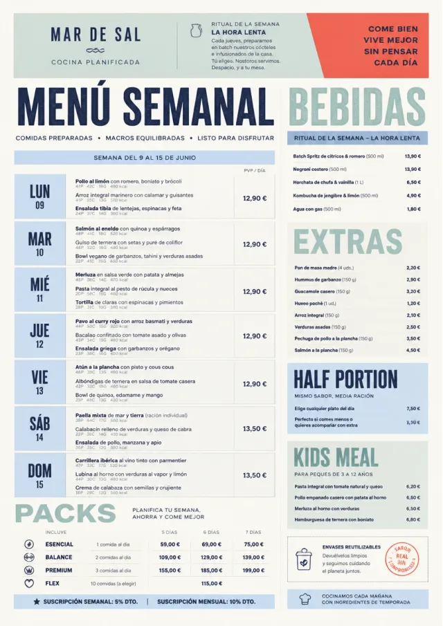 Meal Prep Box weekly-menu menu template preview