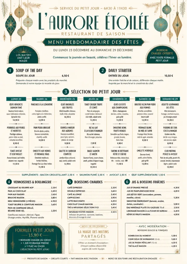 Holiday Festive weekly-menu menu template preview
