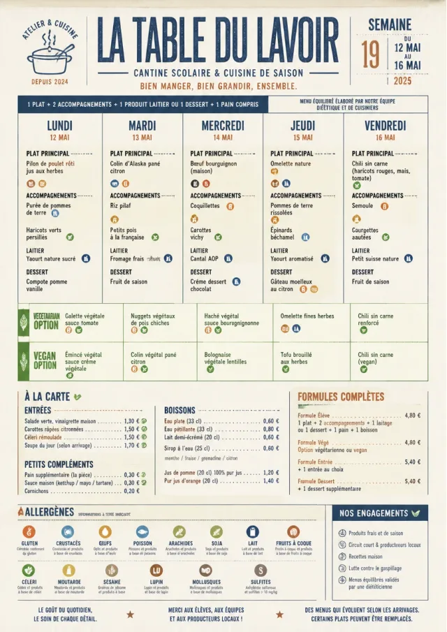 School Canteen weekly-menu menu template preview