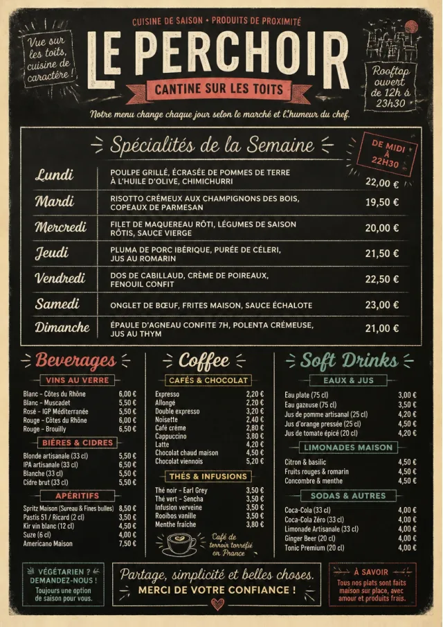 Chalkboard Specials Week weekly-menu menu template preview