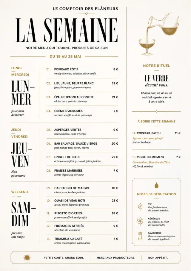 Weekly Board Clean weekly-menu menu template preview