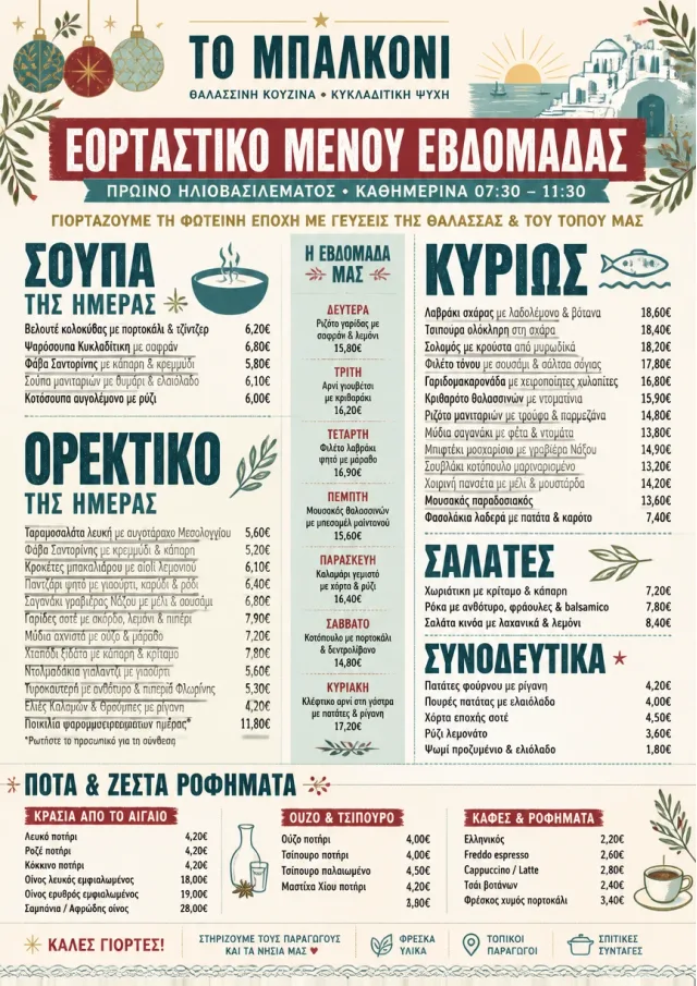 Holiday Festive weekly-menu menu template preview