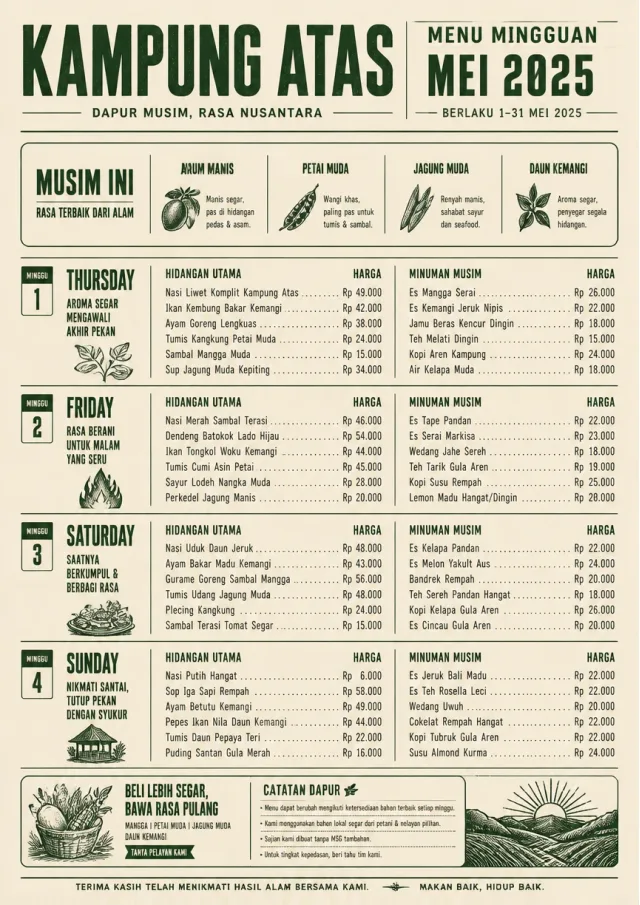 Monthly Seasonal weekly-menu menu template preview