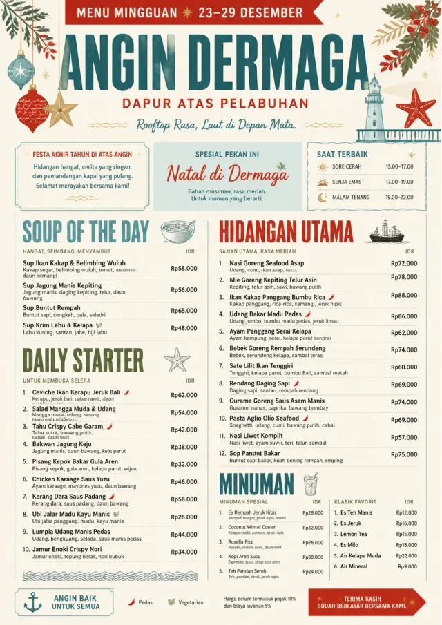 Holiday Festive weekly-menu menu template preview