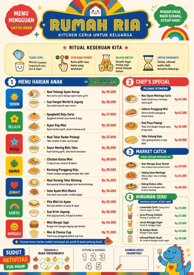 Kids Playful weekly-menu menu template preview