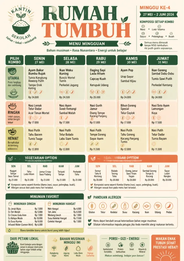 School Canteen weekly-menu menu template preview