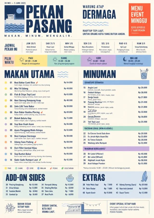 Event Week Schedule weekly-menu menu template preview