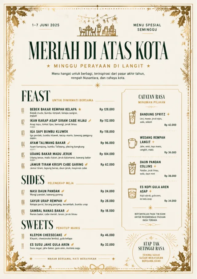 Holiday Table Card weekly-menu menu template preview