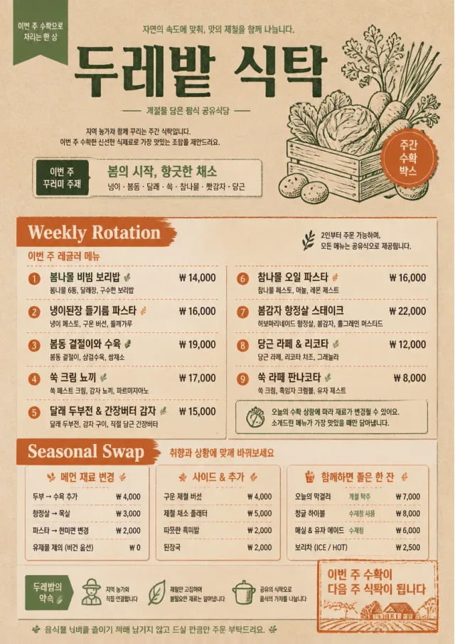 Seasonal Farm Box weekly-menu menu template preview