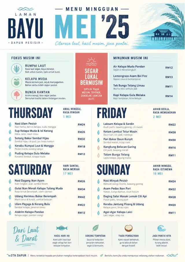 Monthly Seasonal weekly-menu menu template preview