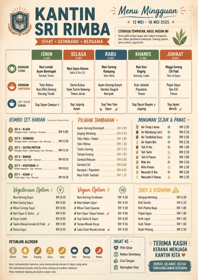 School Canteen weekly-menu menu template preview