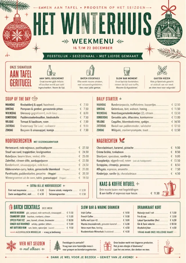 Holiday Festive weekly-menu menu template preview