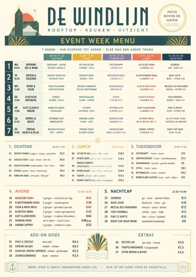 Event Week Schedule weekly-menu menu template preview
