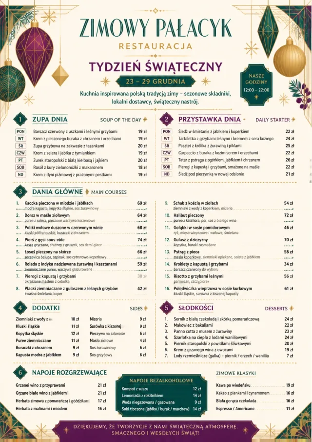 Holiday Festive weekly-menu menu template preview