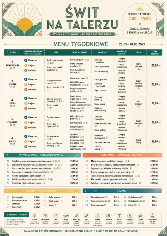 School Canteen weekly-menu menu template preview