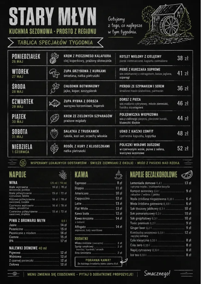 Chalkboard Specials Week weekly-menu menu template preview