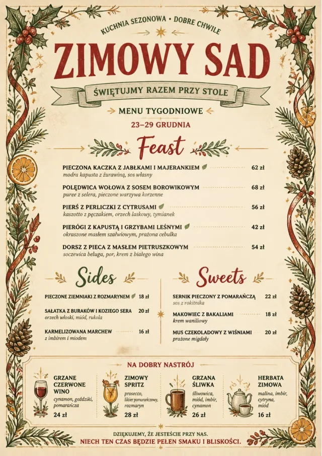 Holiday Table Card weekly-menu menu template preview