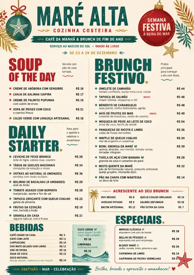 Holiday Festive weekly-menu menu template preview