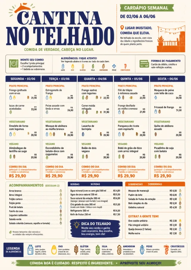 School Canteen weekly-menu menu template preview