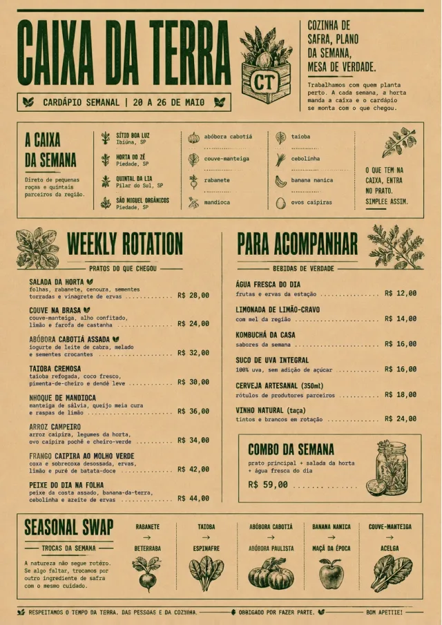 Seasonal Farm Box weekly-menu menu template preview