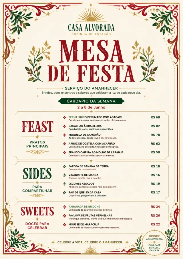 Holiday Table Card weekly-menu menu template preview