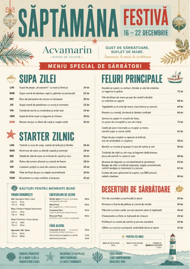 Holiday Festive weekly-menu menu template preview