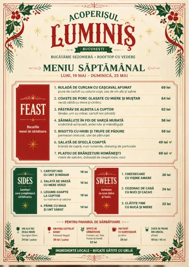 Holiday Table Card weekly-menu menu template preview
