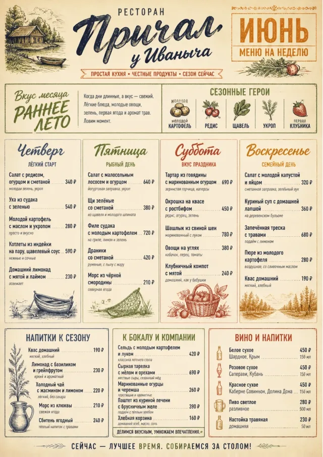 Monthly Seasonal weekly-menu menu template preview