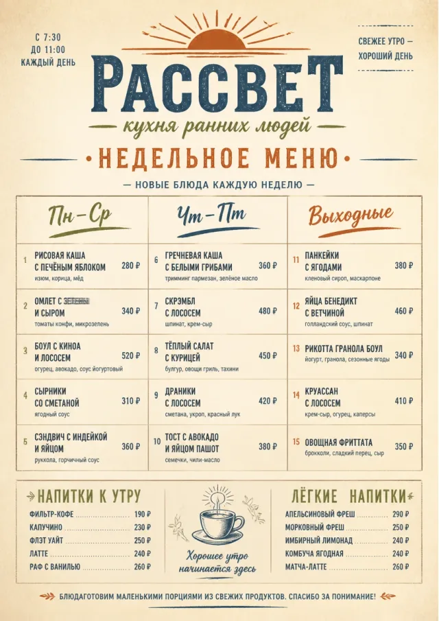 Weekly Board Clean weekly-menu menu template preview