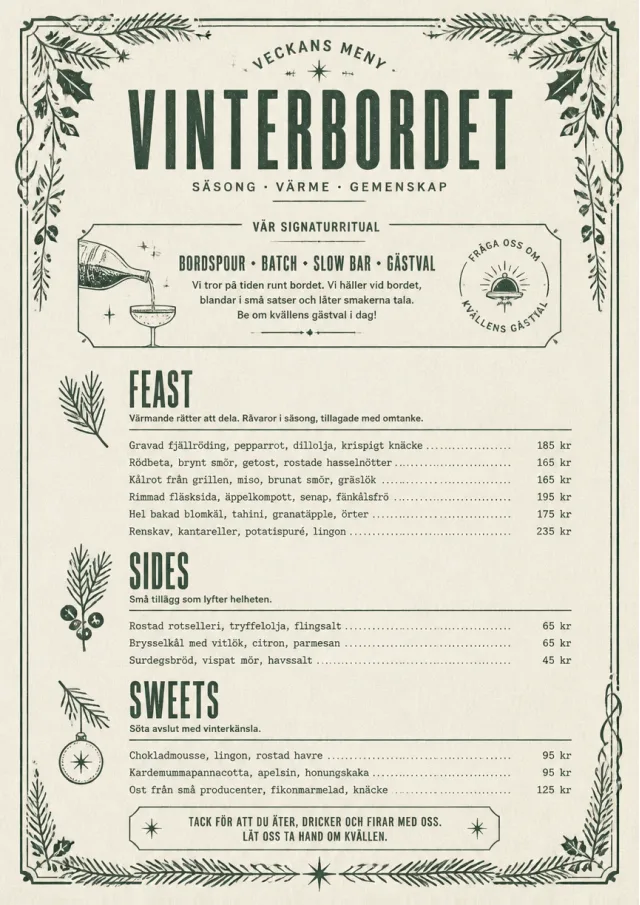Holiday Table Card weekly-menu menu template preview
