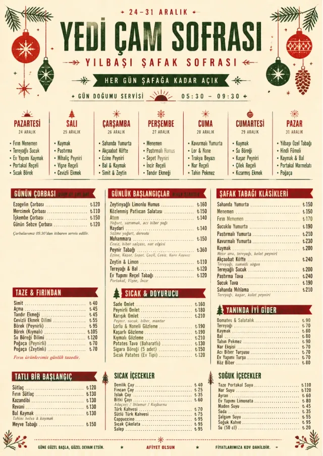 Holiday Festive weekly-menu menu template preview