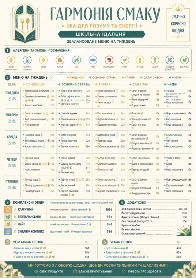 School Canteen weekly-menu menu template preview