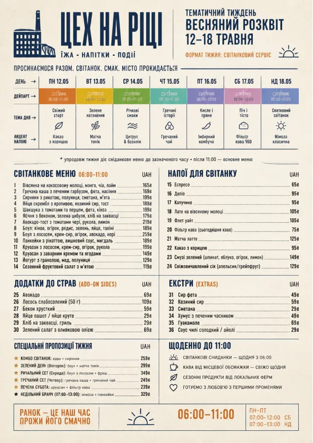 Event Week Schedule weekly-menu menu template preview