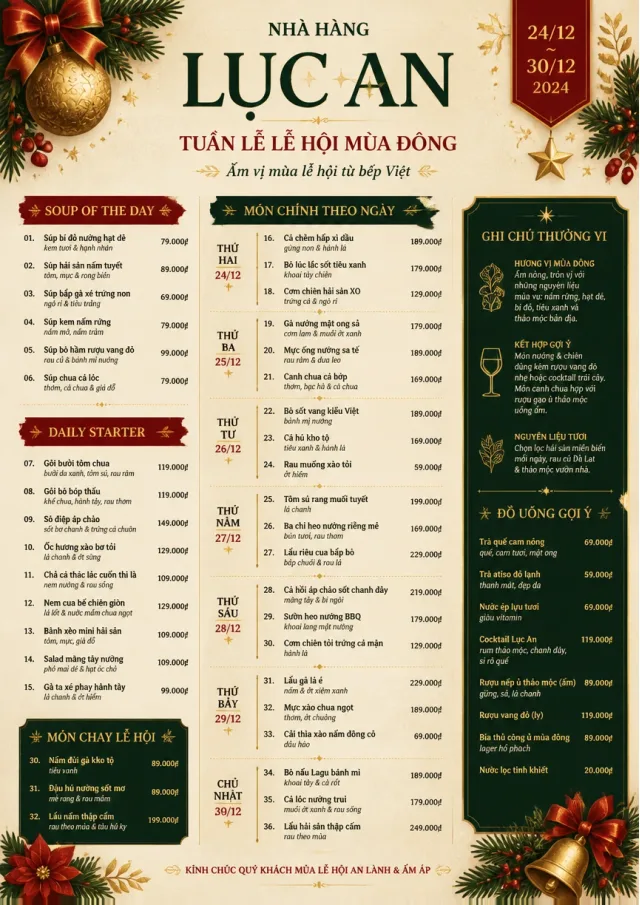 Holiday Festive weekly-menu menu template preview