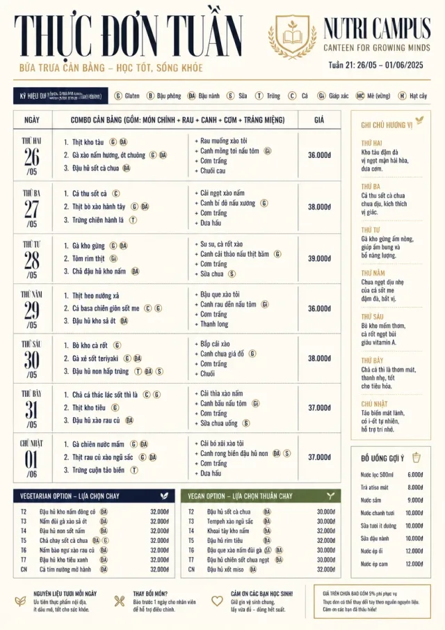 School Canteen weekly-menu menu template preview