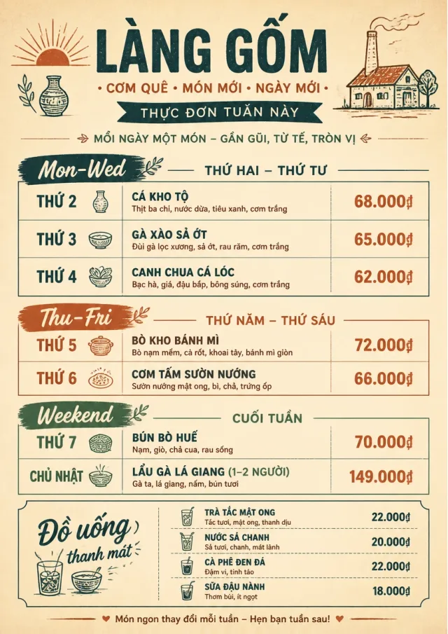 Weekly Board Clean weekly-menu menu template preview